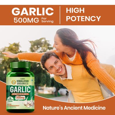 Vlado's Himalayan Organics: Garlic 500Mg Supplement | Extract (1:13) Allium Sativum - 2% - 60 Veg Capsules