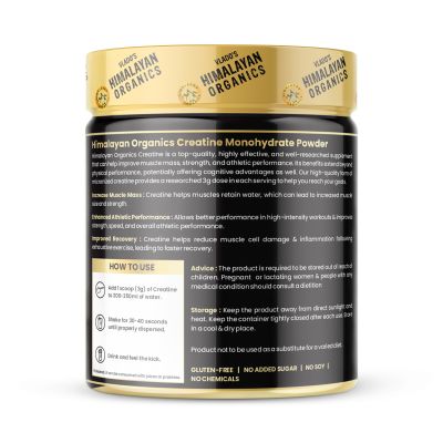 Vlado's Himalayan Organics: Pure Micronised Creatine Monohydrate Powder I Pre/Post Workout Supplement - 33 Servings