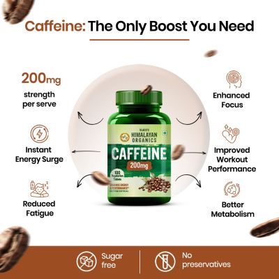 Vlado's Himalayan Organics: Caffeine 200mg | Enhance Energy Metabolism - 100 Veg Tablets
