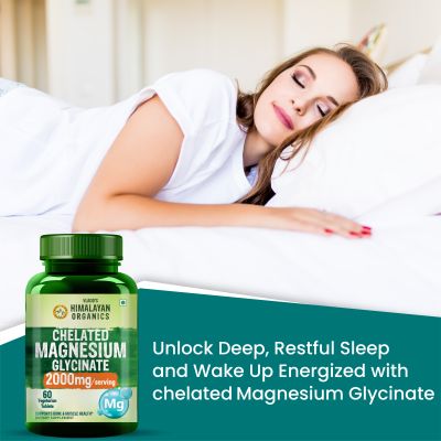 Vlado's Himalayan Organics: Chelated Magnesium Glycinate Supplement 2000mg Per Serving - 60 Veg Tablets