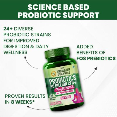 Vlado's Himalayan Organics: Probiotics Supplement 60 Billion CFU+ Gut Health Supplements for women  60 Capsules