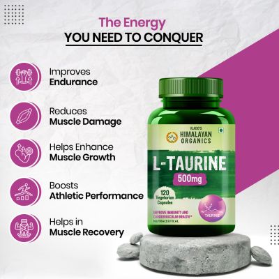 Vlado's Himalayan Organics: L-Taurine 500mg Supplement | Support Muscle Recovery  - 120 Veg Capsules