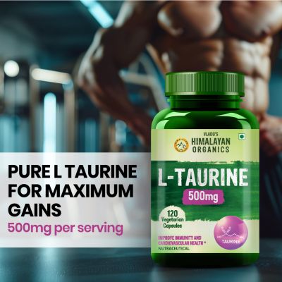 Vlado's Himalayan Organics: L-Taurine 500mg Supplement | Support Muscle Recovery  - 120 Veg Capsules