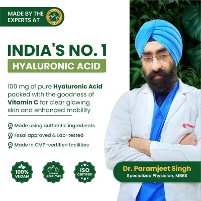 Vlado's Himalayan Organics: Hyaluronic Acid 100mg Supplement | Support Healthy Connective Tissue and Joints - 90 Veg Capsules
