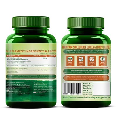 Vlado's Himalayan Organics: Garlic 500Mg Supplement | Extract (1:13) Allium Sativum - 2% - 60 Veg Capsules