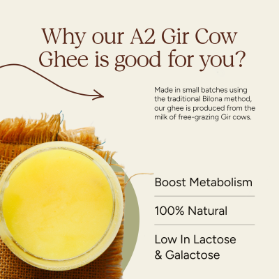 Soil Origin: A2 Gir Cow Ghee (Bilona Churned)  500ml