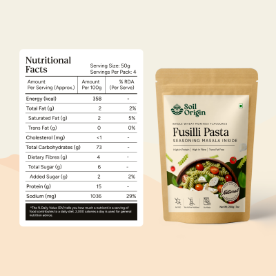 Soil Origin: Moringa Wheat Pasta (Seasoning Masala Inside)  500gm