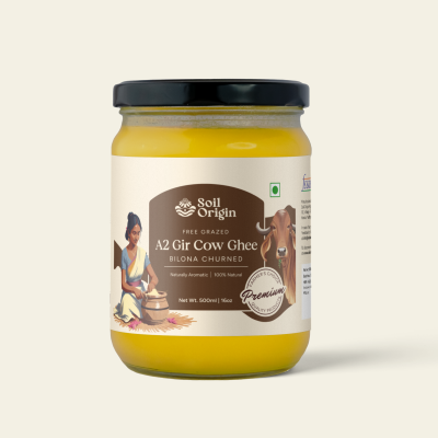 Soil Origin: A2 Gir Cow Ghee (Bilona Churned)  500ml