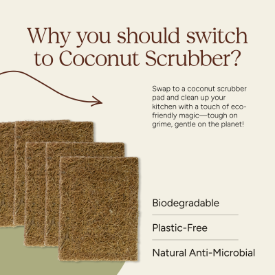 Soil Origin: Coconut Coil Scrubber Pad (Dishwasher)  Set of 5