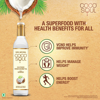 Coco Soul: Coco Soul Cold Pressed Natural Virgin Coconut Oil, from the makers of Parachute - 250ml