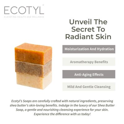 Ecotyl: Shea Butter Soaps - Ubtan, Rose & Coffee | 100% Natural | Set of 3