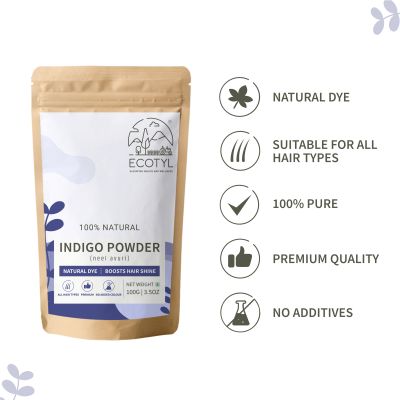 Ecotyl: Indigo Powder | Neel Avuri | Natural Hair Dye | Hair Conditioning | 100gm