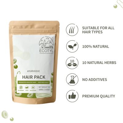 Ecotyl: Ayurvedic Hair Pack | For Hair Conditioning & Strengthening | Blend of 10+ Herbs | 100g