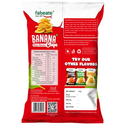 Fabeato: Banana Chips Magic Masala Flavor No Palm Oil, No MSG, 70gm  Pack of 3