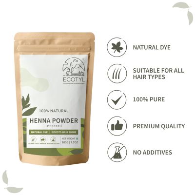 Ecotyl: Henna Powder | Natural Hair Dye | Hair Strengthening | 100gm