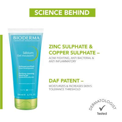 Bioderma: Sebium Face And Body Wash Moussant Purifying Cleansing Gel, 200ml