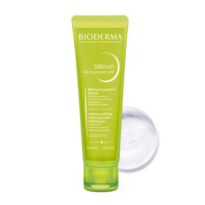 Bioderma: Sebium Gel Moussant Actif Cleanser with Salicylic & GlycolicAcidforAcneProne,OilySkin  45ml