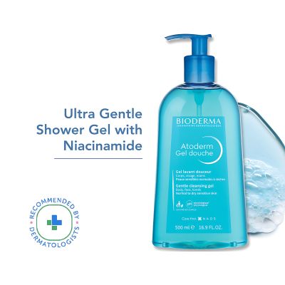 Bioderma: Atoderm Gel Douche Ultra Gentle Soap Free Shower Gel with Niacinamide for 24H Hydration 500ml