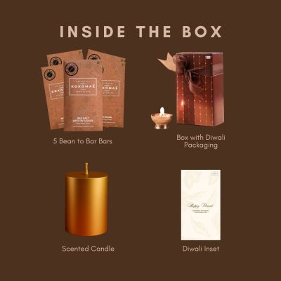 Kokomae: 5-Bar Hamper: Gifted in an elegant box with Diwali Packaging.