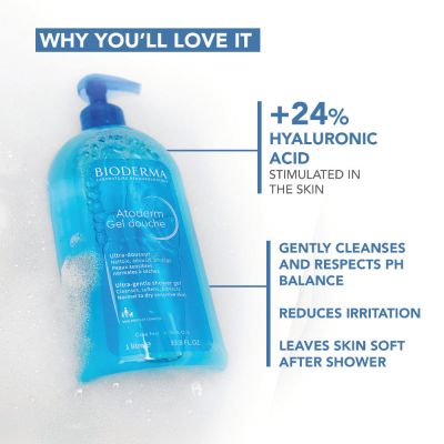 Bioderma: Atoderm Gel Douche Ultra Gentle Soap Free Shower Gel with Niacinamide for 24H Hydration 500ml