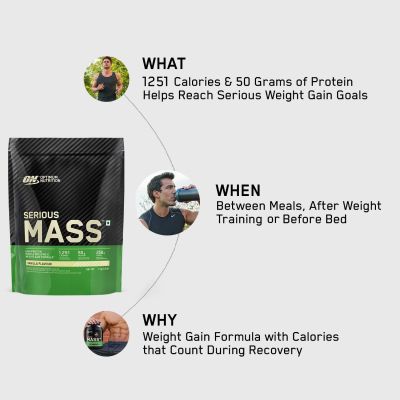 Optimum Nutrition: Serious Mass Weight Gainer Powder - 1kg - Vanilla