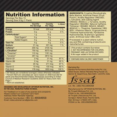 Optimum Nutrition: Gold Standard Pre-Workout - 15 servings - Fruit Punch