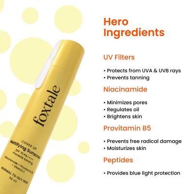 Foxtale: SPF 70 Gel-Cream Sunscreen for Oily Skin with PA++++ & Niacinamide   50ml