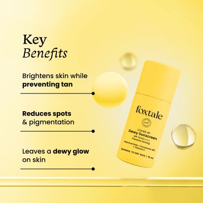 Foxtale: Dewy Sunscreen SPF 70 PA++++ With Niacinamide + Provitamin B5 + Vitamin E   15ml