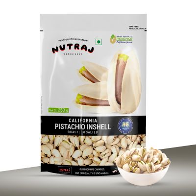 Nutraj: California Roasted & Salted Pistachios - Pack of 2 - 250gm each