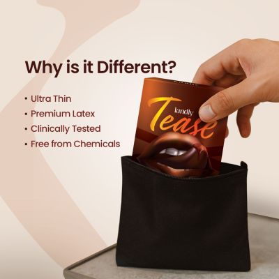 Kindly Health: Tease Ultra Thin Chocolate flavour Condoms for Men, Pack of 10 