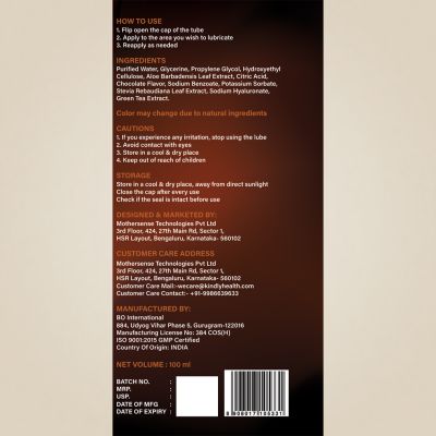 Kindly Health: Tease Chocolate Favoured Lubes for Men   100ml 