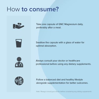 GNC: Magnesium 370mg | Strengthens Bones & Teeth |  370mg Per Serving | 120 Capsules
