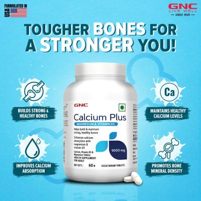 GNC: Calcium Plus With Magnesium & Vitamin D3 | Strengthens Bones |   1000mg Per Serving | 60 Capsules