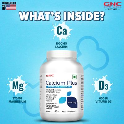 GNC: Calcium Plus With Magnesium & Vitamin D3 | Strengthens Bones |   1000mg Per Serving | 60 Capsules