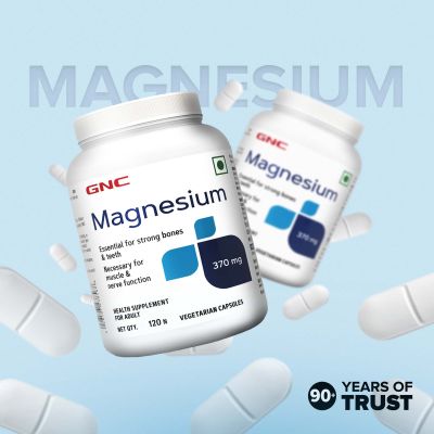GNC: Magnesium 370mg | Strengthens Bones & Teeth |  370mg Per Serving | 120 Capsules