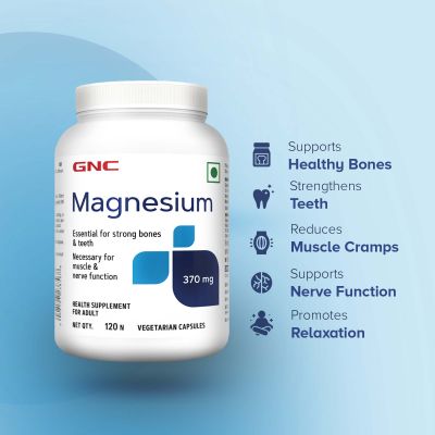 GNC: Magnesium 370mg | Strengthens Bones & Teeth |  370mg Per Serving | 120 Capsules
