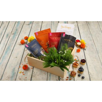 Epiphany: Exclusive Festive Hamper  wooden Hamper   600gm