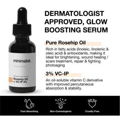 Minimalist: Pure Rosehip Oil with Vitamin C Face Serum - 30ml