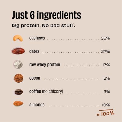 The Whole Truth: Mini Protein Bars - Coffee Cocoa- Pack of 8-8 x 27g - No Added Sugar - All Natural