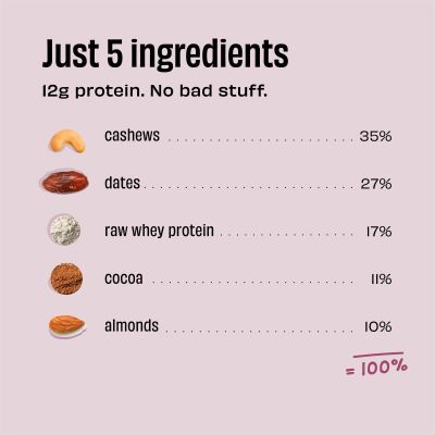 The Whole Truth: Mini Protein Bars - Double Cocoa- Pack of 8 - 8 x 27g - No Added Sugar - All Natural