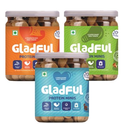 Gladful: Protein mini cookies for kids and families (Almond + Chocolate + Orange) Cookies - 150 gm (Pack of 3)