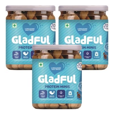 Gladful: Chocolatey Protein mini cookies for kids and families Cookies - 150 gm (Pack of 3)