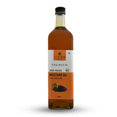 jivika naturals: Mustard Oil Wood Pressed - Cold Pressed Oils -1 L (Glass Bottle)