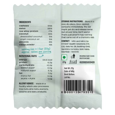 The Whole Truth: Mini Protein Bars - Coconut Cocoa - Pack of 8 - 8 x 27g