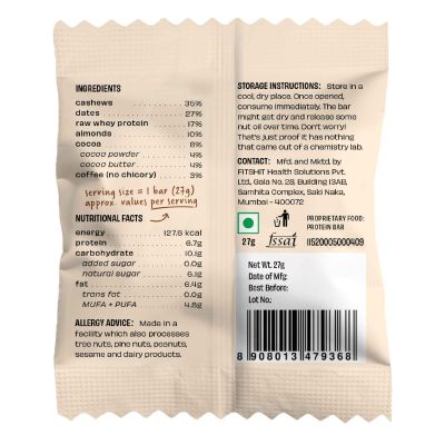 The Whole Truth: Mini Protein Bars - Coffee Cocoa- Pack of 8-8 x 27g - No Added Sugar - All Natural