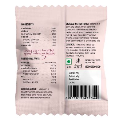 The Whole Truth: Mini Protein Bars - Double Cocoa- Pack of 8 - 8 x 27g - No Added Sugar - All Natural