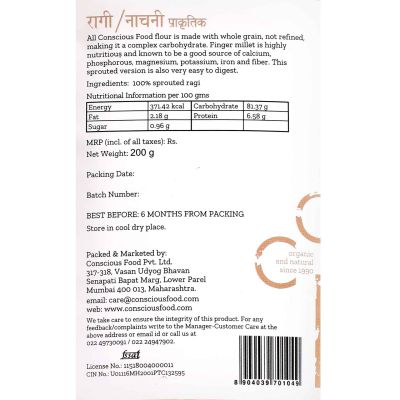 Conscious Food: Sprouted Ragi Flour 200g