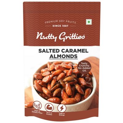Nutty Gritties: Almonds- Salted Caramel flavour | Delicious healthy snack for kids and adults | Zero Oil, Non-Fried, Cruchy - 100g