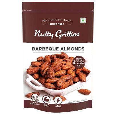 Nutty Gritties: Almonds- Barbeque Flavour | Delicious healthy snack for kids and adults | Zero Oil, Non-Fried, Cruchy - 100g