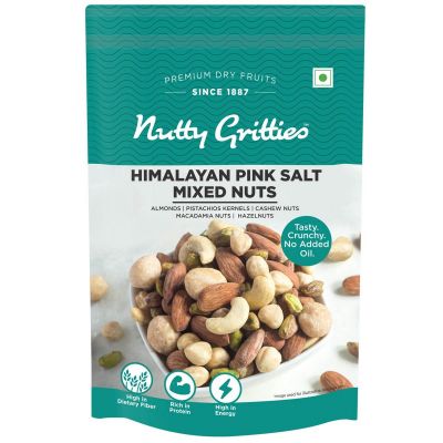Nutty Gritties: Salted Mixed Nuts - Roasted in Himalayan Pink Salt (Almonds, Cashews, Macadamias, Hazelnuts, Pista Kernels)- 100g
